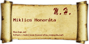 Miklics Honoráta névjegykártya